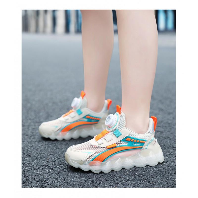 Boys Mesh Sneakers With Rotating Buckle Lightweight Breathable Casual Shoes Kids Fall