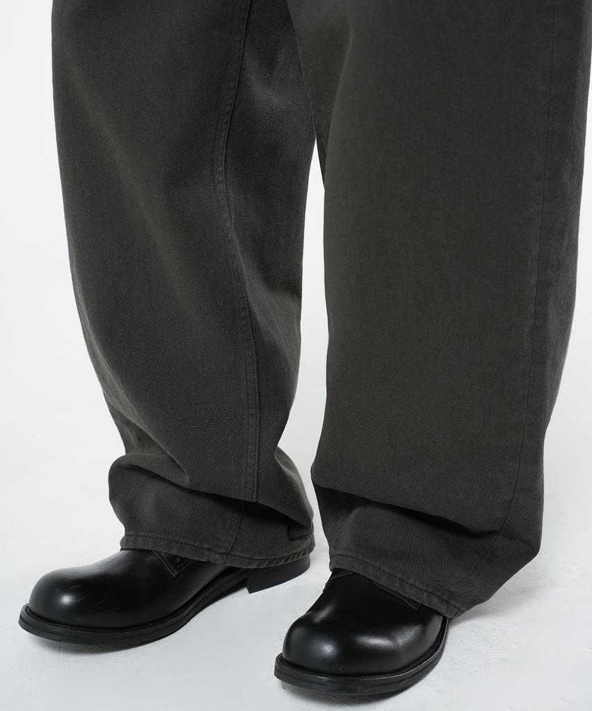 Beulaendideu Wide Curved Cotton Pants [Charcoal]
