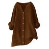 Damen Langarm Knopf Farbe Lockeres Hemd Freizeit Hemd
