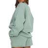 Women's Comfortable Casual Fashionable Solid Color Round Neck Sweatshirt Shorts Two-piece Set