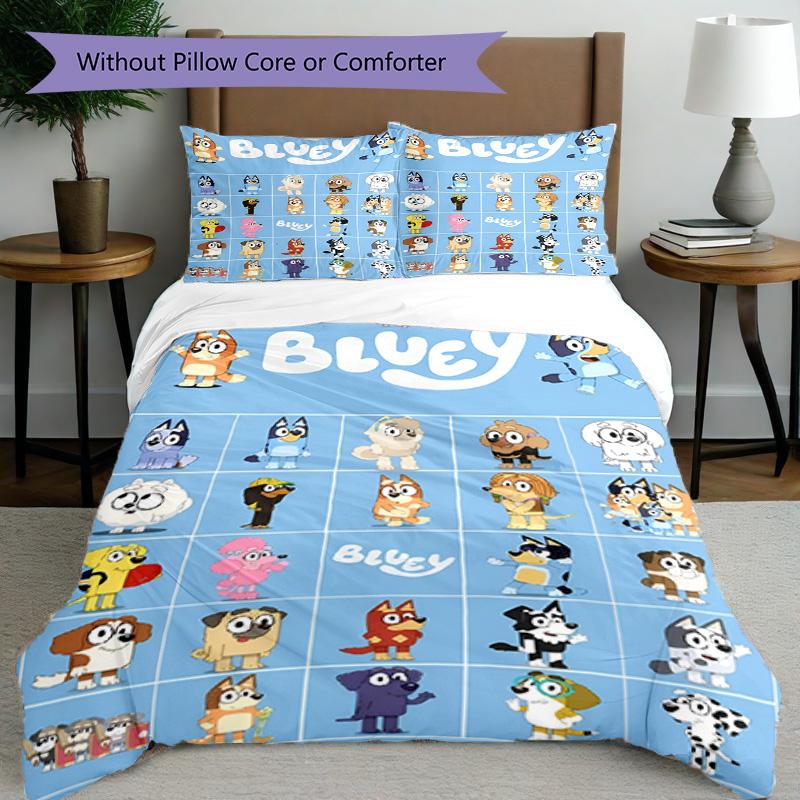 3pcs Duvet Cover Set (1*Duvet Cover + 2*Pillowcase, Without Core), Bluey Print Bedding Set, Bedroom Decor, All‑Season, Birthday Gift