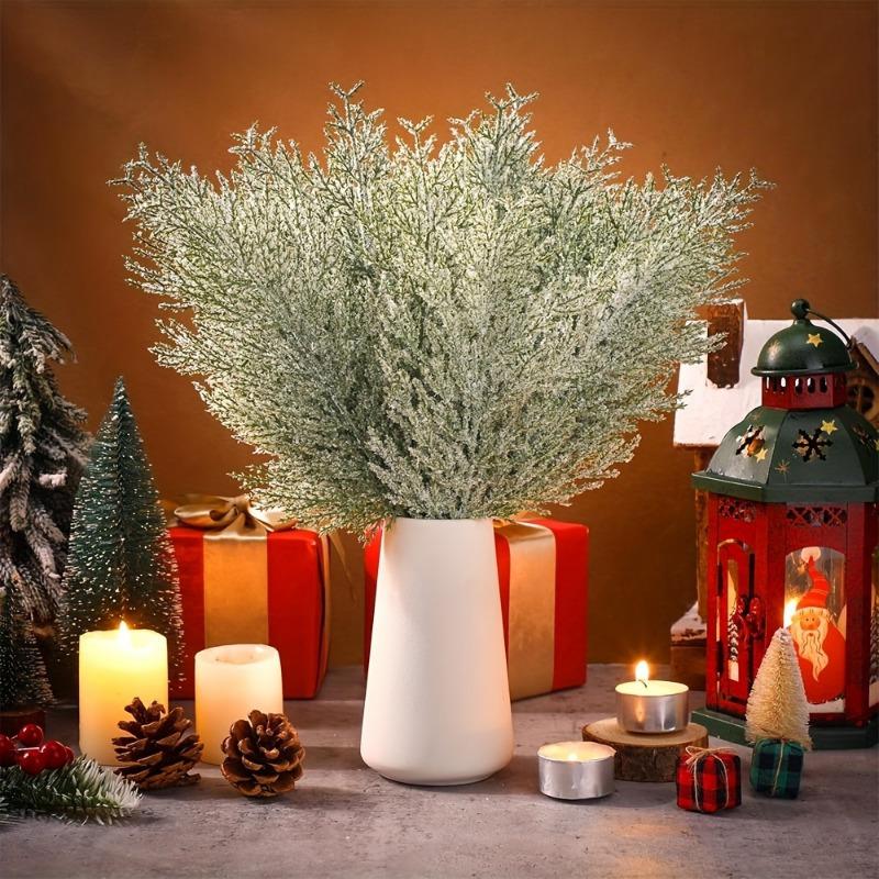 24-Pack Artificial Pine Needle Branches -Faux Green Cedar Sprigs for DIY Garlands, Home Garden Decor