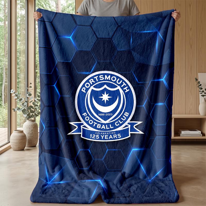 Coperta Morbida in Pile Flanella Portsmouth FC Leggera Accogliente Calda Coperta da Lancio per Divano Letto Decorazione Casa