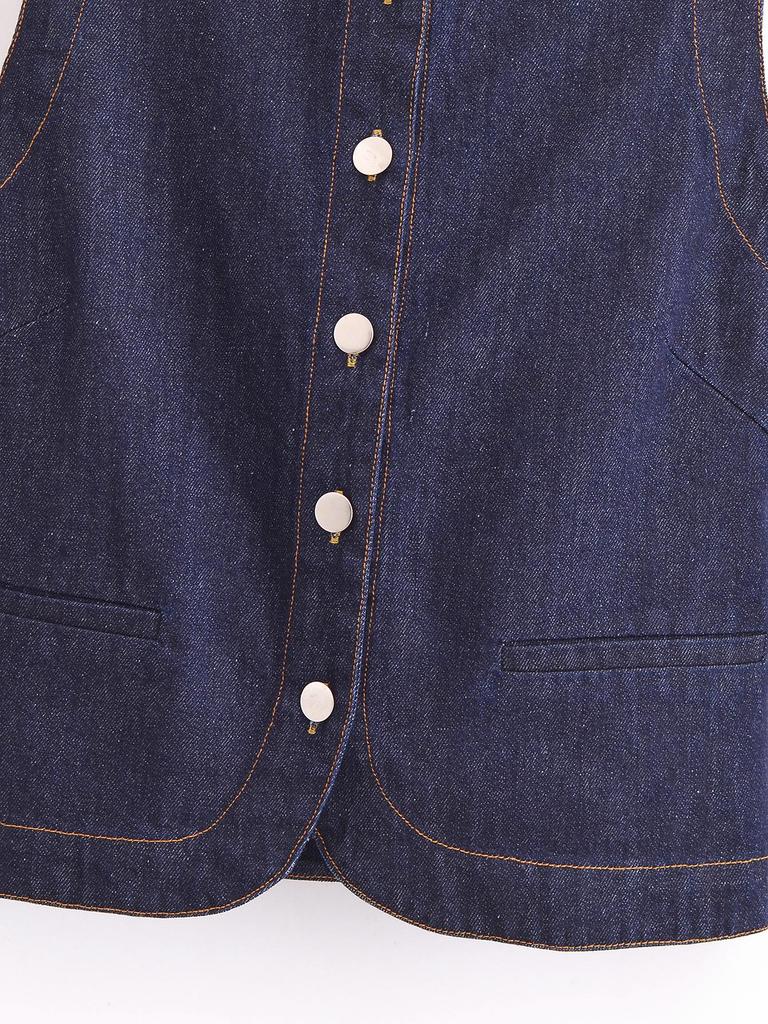 2025 Spring Women's Casual Denim Vest and Pants Set