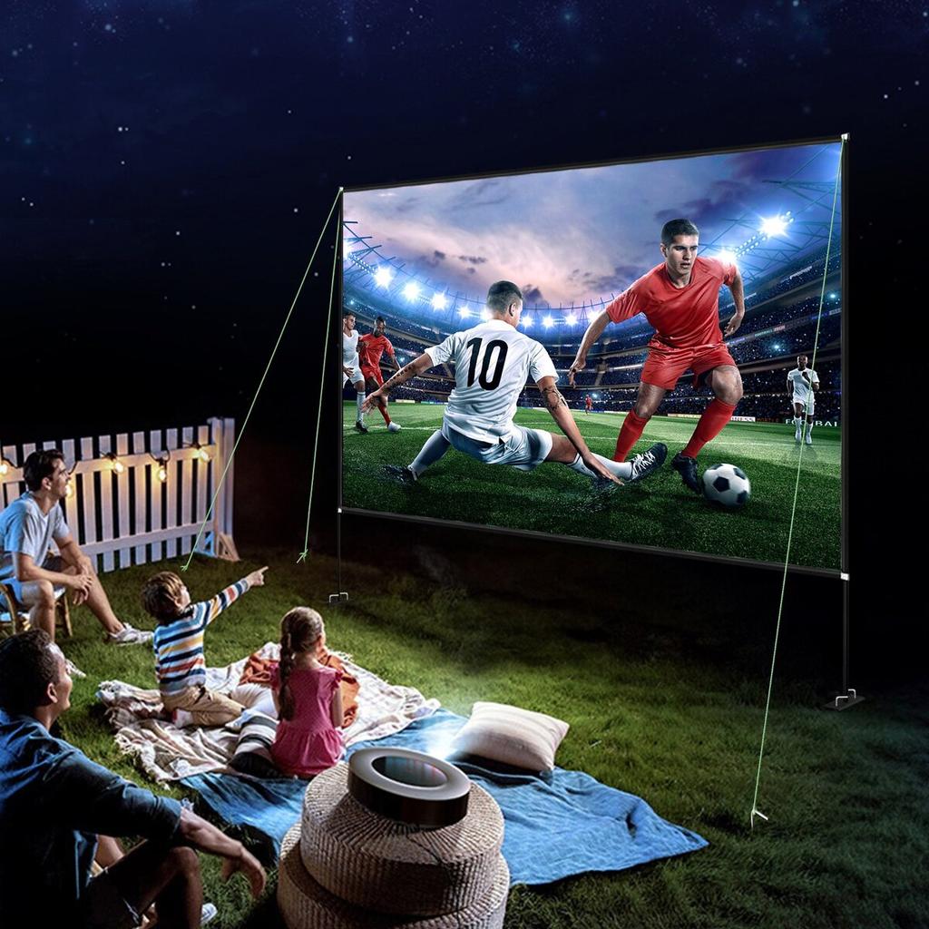 Outdoor Movie Screen w/ Stand, 150" Portable Movie Screen, 16:9 HD Wide Angle Outdoor Projector Screen, Front & Rear Projection, w/ Storage Bag &