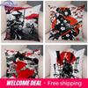 Kissenbezug im Japan-Stil Ink Warrior für Sofa Zuhause Doppeldruck Dekor Schöne Landschaft Mädchen Kissenbezug Weicher Plüsch Kissenbezug