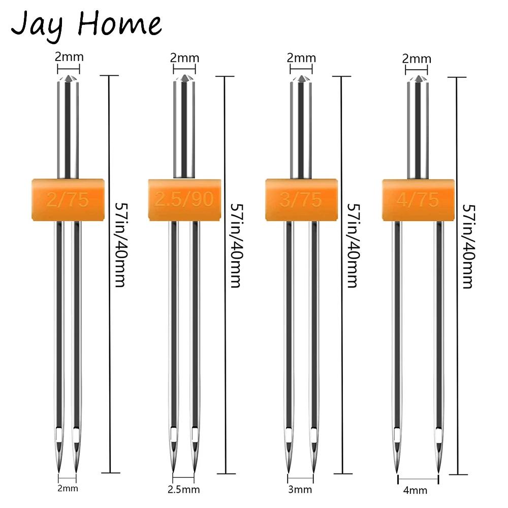 10PCS Sewing Machine Twin Needles Double Twin Needles Pins Twin Stretch Needles with Plastic Box for Household Sewing Machine