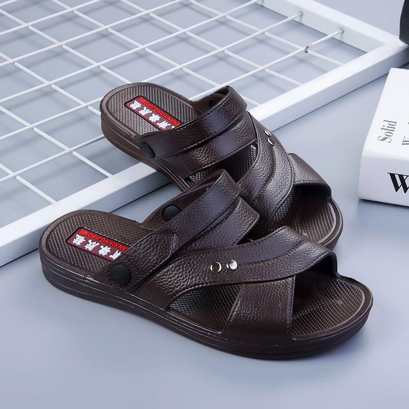 Vietnamese rubber dad sandals wear-resistant non-slip thick summer slippers outdoor men's beach shoes platform slippers