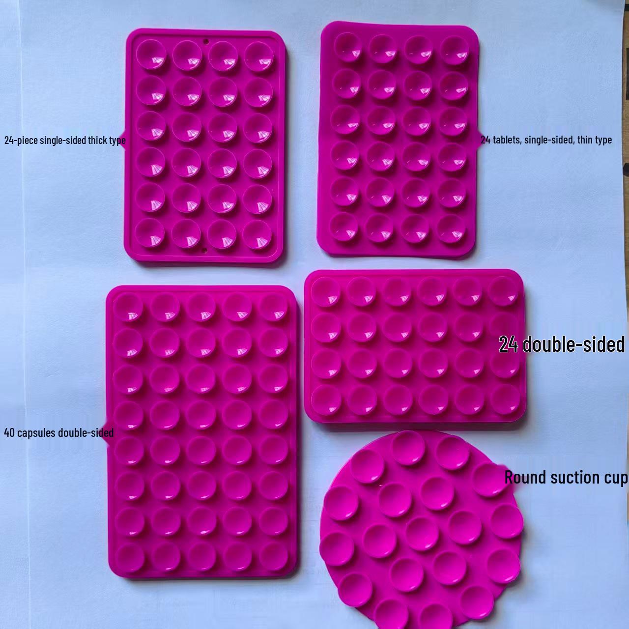 

Double-Sided Silicone Mobile Phone Suction Cups - Available in 19, 24, 40, 48, 80 pcs. 24 pcs thin single-sided