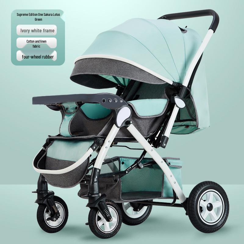 Lekki Składany Wózek Dziecięcy i Niemowlęcy z Regulacją Oparcia i Wysokim Stelażem