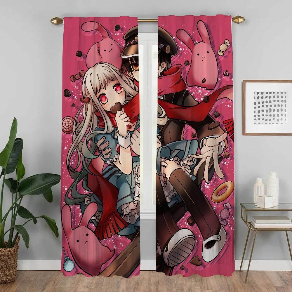Hanako Kun Partition Kitchen Curtains for Camera Window Curtain for Room 2 Panel Home Interior Curtains Shades Living Blackout