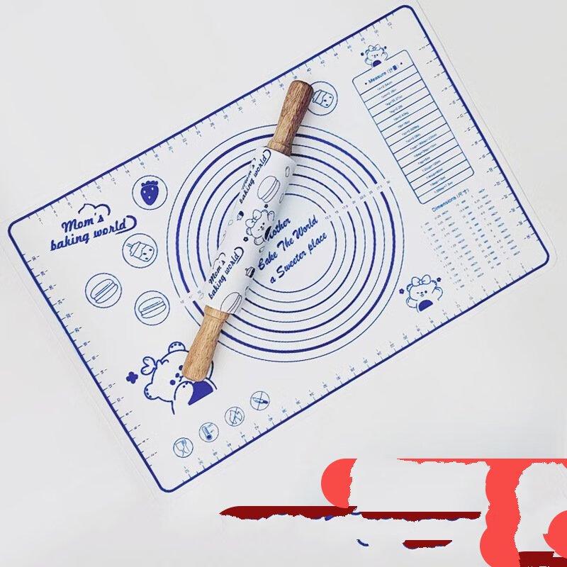 ZISIZ Silicone Kneading Mat & Rolling Pin Set