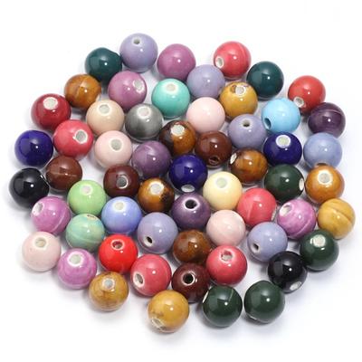 20pcs/lot 10mm Colorful Ceramic Beads Round Shape Loose Beads Spacer Beads For DIY Jewelry Making Necklace Bracelets Accessories