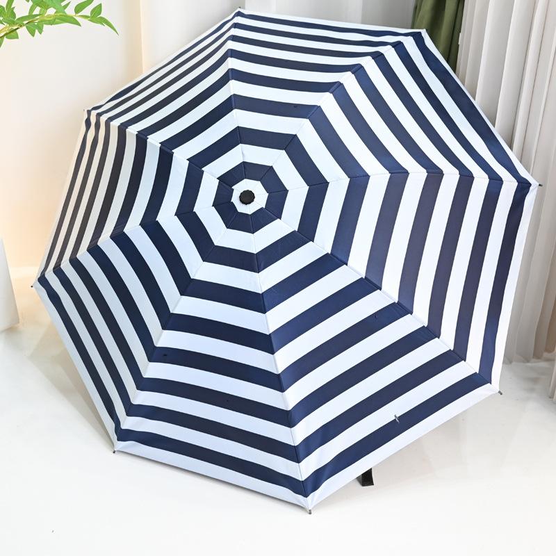 Umbrella weather and rain dual-purpose folding sunshade sunscreen UV protection striped automatic umbrella