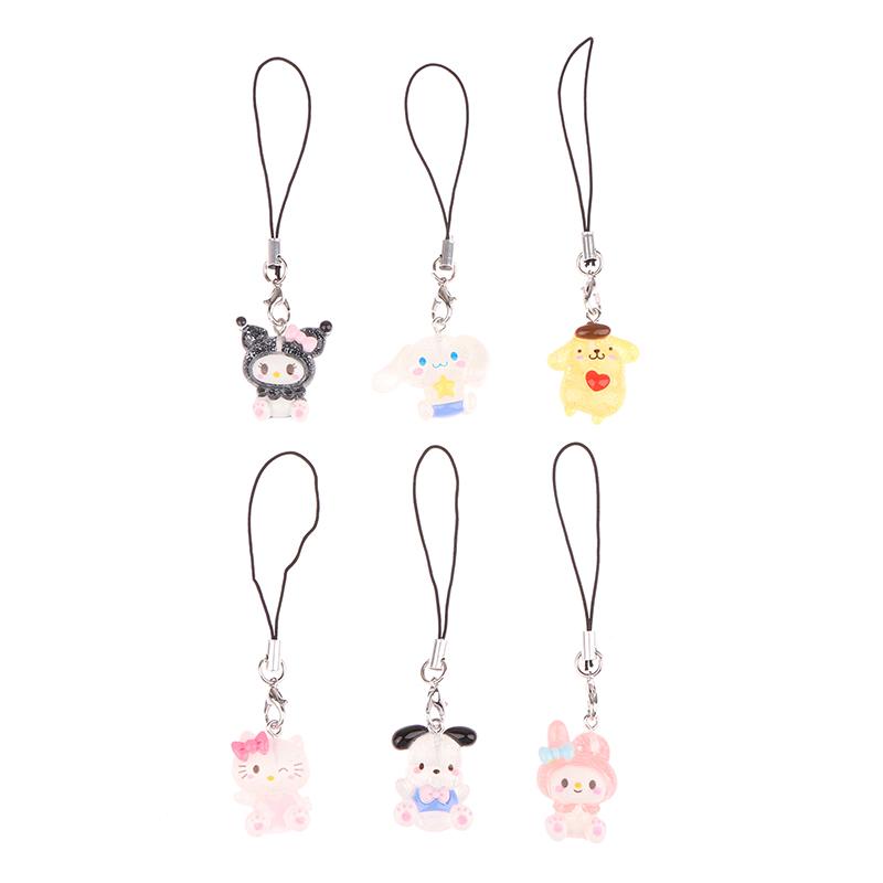 Sanrio Phone Pendant Melody Cinnamoroll Keychain Lanyard Kuromi Bag Charm Hello Kitty Hanging Rope Decoration