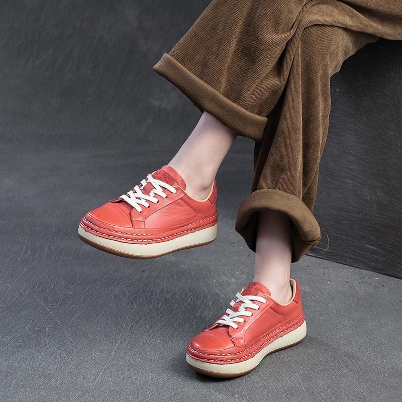 Fashion Top Quality 4.5CM 2025 Spring Summer New Style Vintage Handmade Color Scrubbing Versatile Flat Shoes Simple Sports Women's Shoes