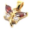 Les Trésors De Lily [M9576] - Garnet 'Butterflies of Charm' Gold Plated Pendant - 12x9 Mm
