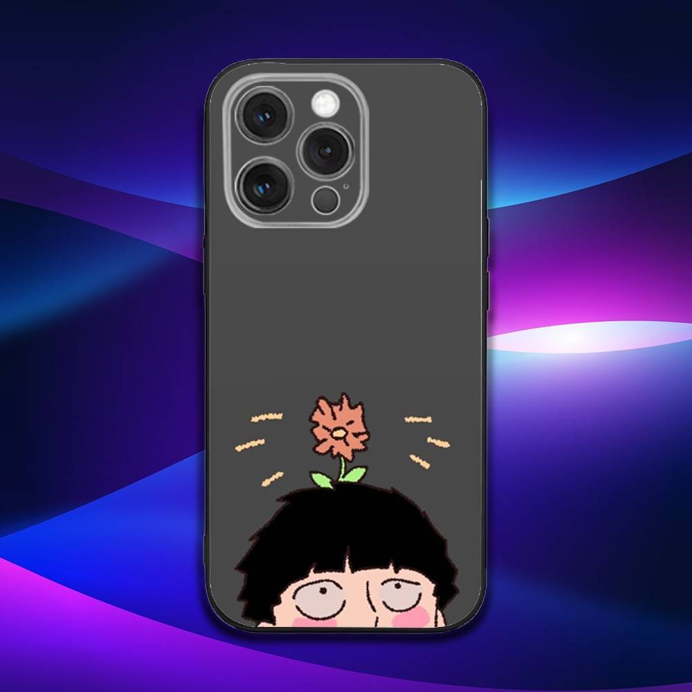 

M-Mob Psycho 100 Anime Phone Case For iPhone 16e,16,15,14,13,12,11,Pro,X,XS,Max,XR,Plus,Mini Soft Black Cover iPhone14
