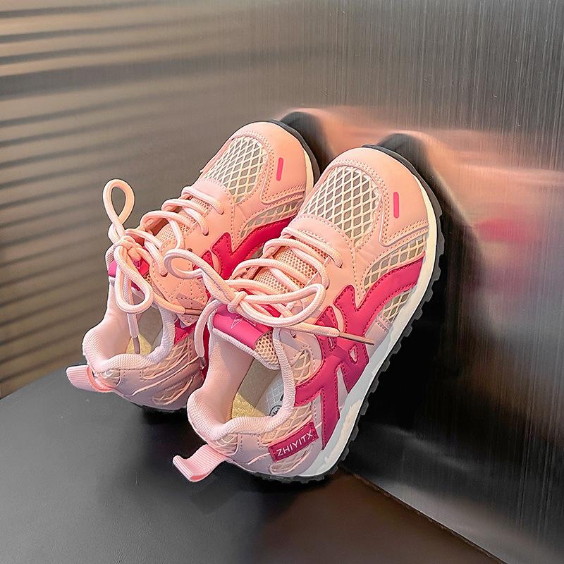 Children's sports shoes 2025 spring and summer new mesh boys' casual shoes soft sole girls' breathable dad shoes Forrest Gump shoes