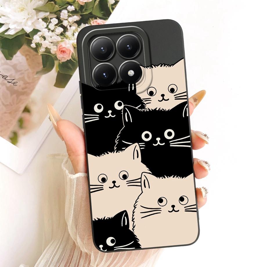 Phone Case For Xiaomi 15T Pro New Fashion Black Cat Cartoon Dragon Animals Pattern Bumper For Xiaomi Mi 15T Liquid Silicone Capa