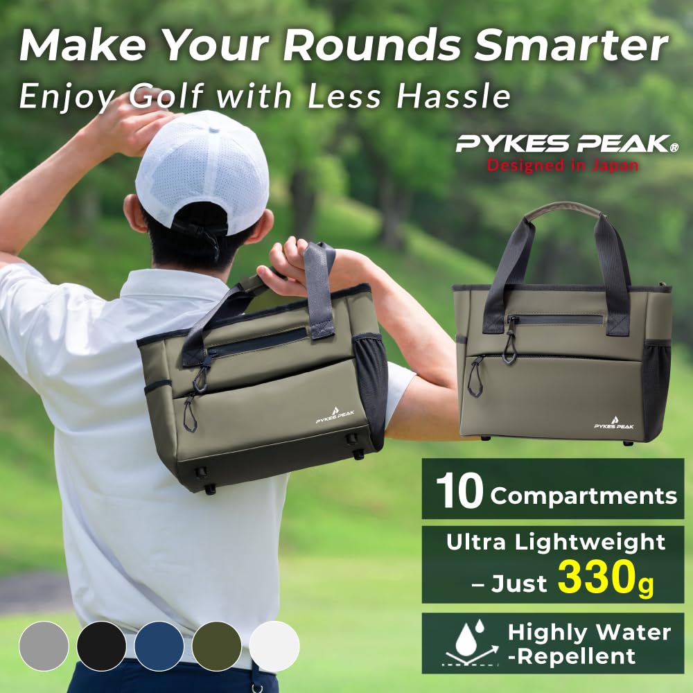 PYKES PEAK Golf Round Tote Cart Bag for Men and Women Bag/Pouch [Waterproof/Water-Repellent] Bag/Round Bag/Golf [Black]