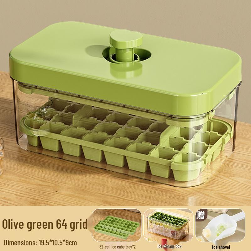 Press-Type Ice Cube Tray: Large Capacity, Food-Grade Quick Freezing Box for Home Refrigerators