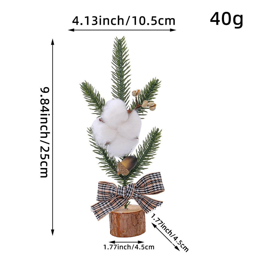 25cm Mini Weihnachtsbaum Dekorationen Topfpflanze Schreibtisch Fenster Festliche Szene Rote Früchte Stil Baumwolle Holzblume Schmiedeeisen Kunst
