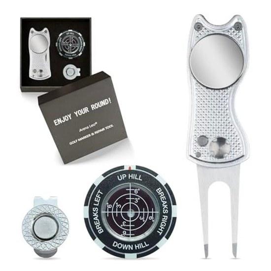 Arena Leo Golf Marker Magnet Cap Clip Hat Green Fork Set Gift Box Included