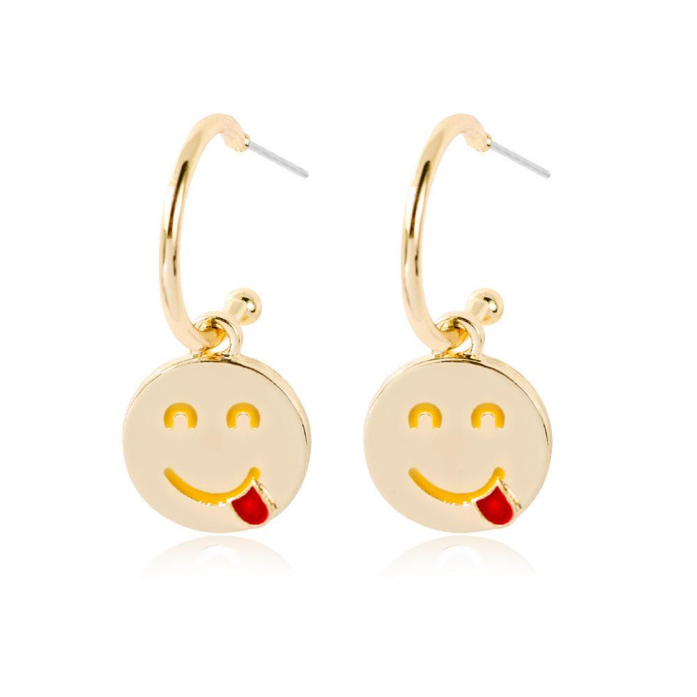 Heart Trendy Geometric Eyes Earrings Alloy Material Fashionable Statement Jewelry