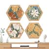 4pcs Bohemian Flowers and Plants Wooden Hanging Wall Decoration Morandi Geometric Hollow Home Hanging Wall Decoration