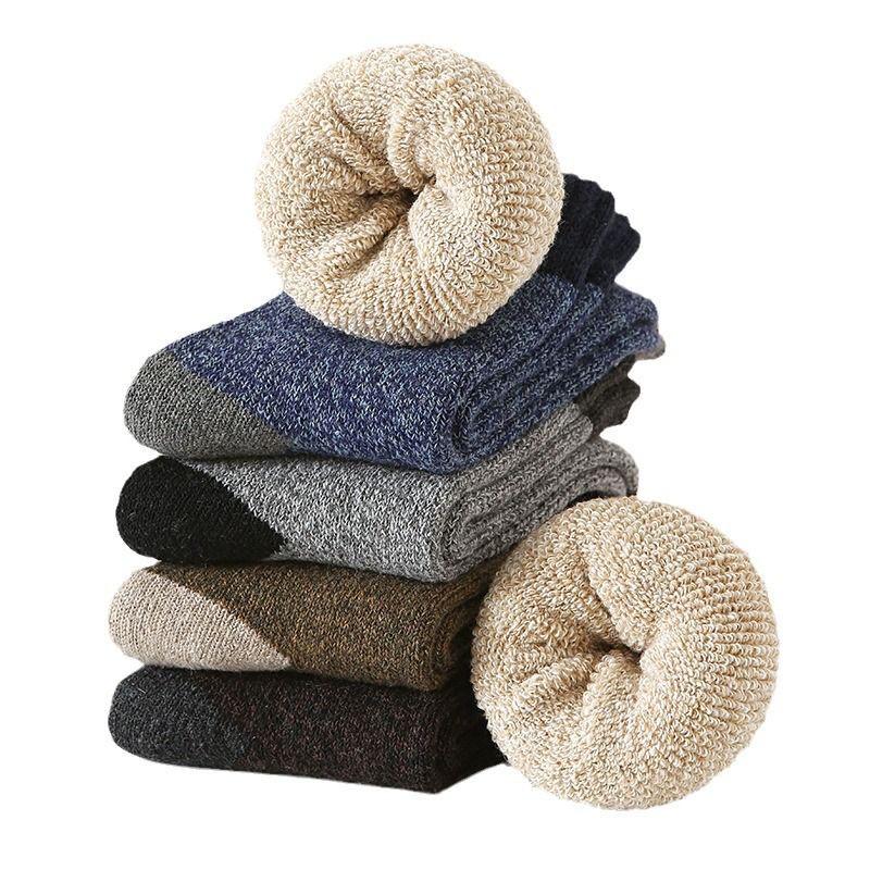 Herren Winter Verdickte Frottee Mid-Calf Socken - Warm, Retro, Mischgarn Bodensocken