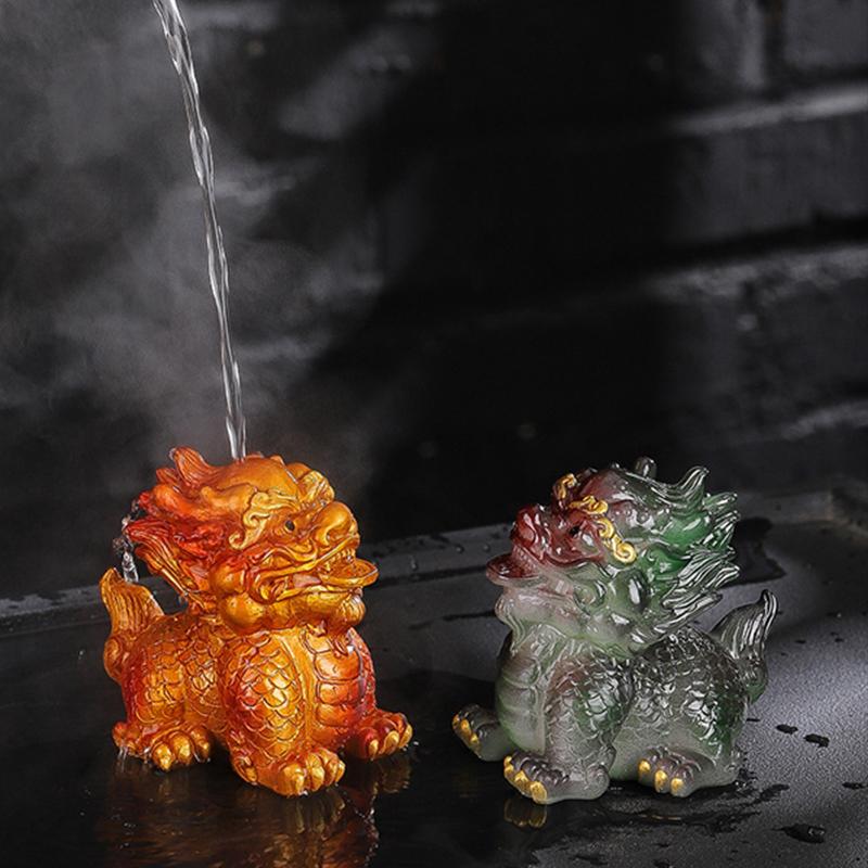 1Pc Chinese Resin Discolored Tea Pet Lucky Cute Golden Toad Ornaments Desktop Handmade Crafts Home Tea Set Decoration Gifts