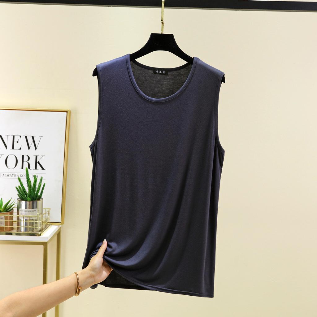 Modal loose vest men's summer new solid color casual and comfortable round neck seamless bottoming top