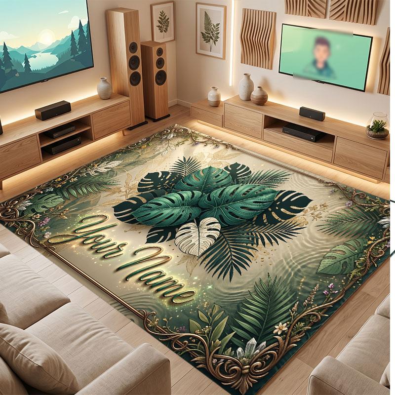 Decorative Artwork Theme Crystal Velvet Floor Rug Personalized Custom Name Text Warm Carpet Home Decoration
