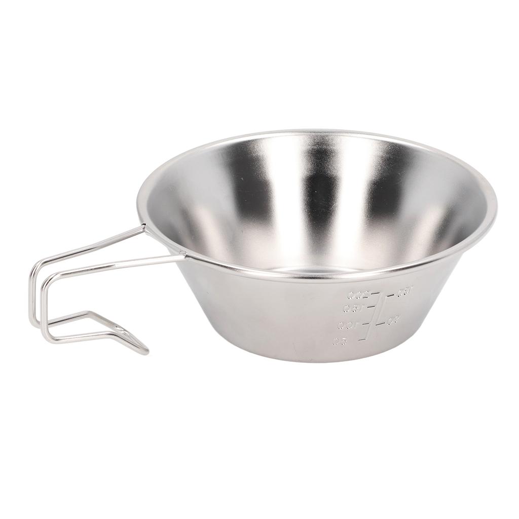 Camping Cup Bowl 304 Stainless Steel Backpacking Coffee Mug with Fixed Handle for Outdoor Picnic