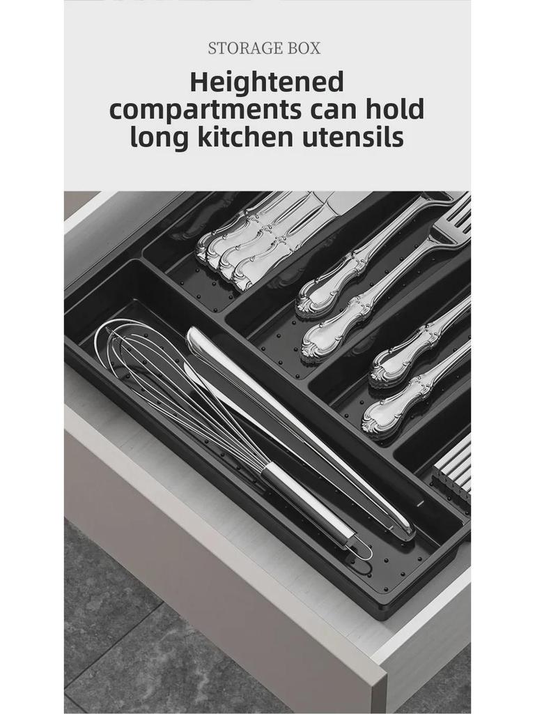 Transparent Multi-Grid Kitchen Storage Box with Lid: Organizer for Chopsticks & Cutlery