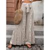 Casual Vacation Style Lace-up Geometric Floral Print Wide-leg Pants for Women