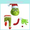 Charmantes Décorations de Noël Grinch Jambe Verte Poilue et Tête Ensemble d'Ornements d'Arbre