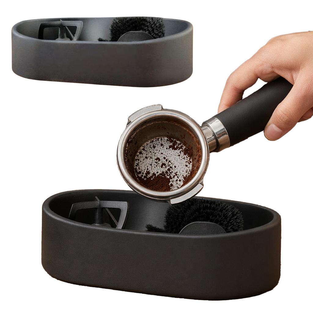 Coffee Portafilter Cleaning Kit with Grounds Catcher & Cleaning Brush Portafilter Cleaning Holder Coffee Handle Cleaning Kit