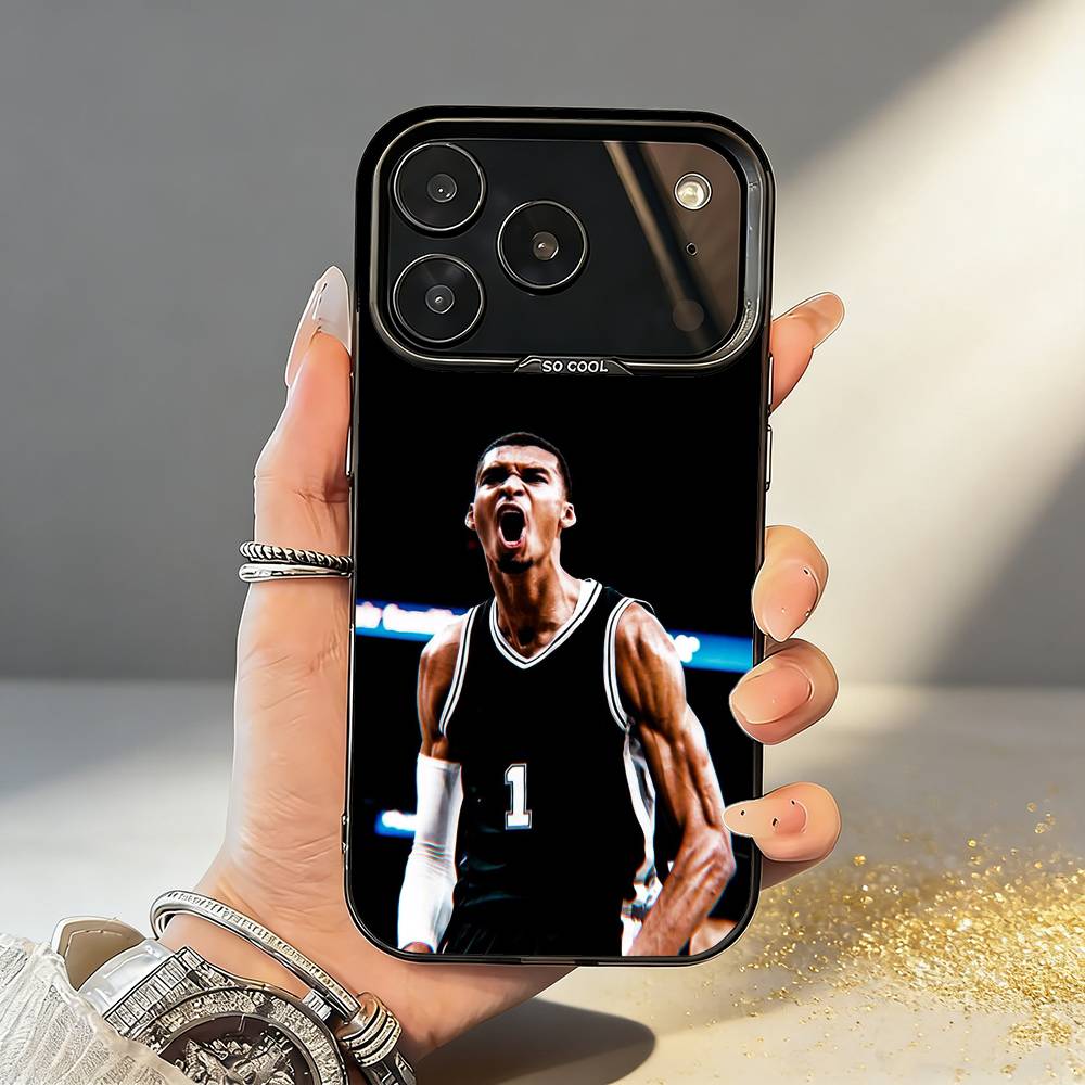 

V-Victor W-Wembanyama Phone Case For iPhone17,16,15,14,13,12,11,Pro,MAX Gray Matte Silicone Black Cover iPhone15promax