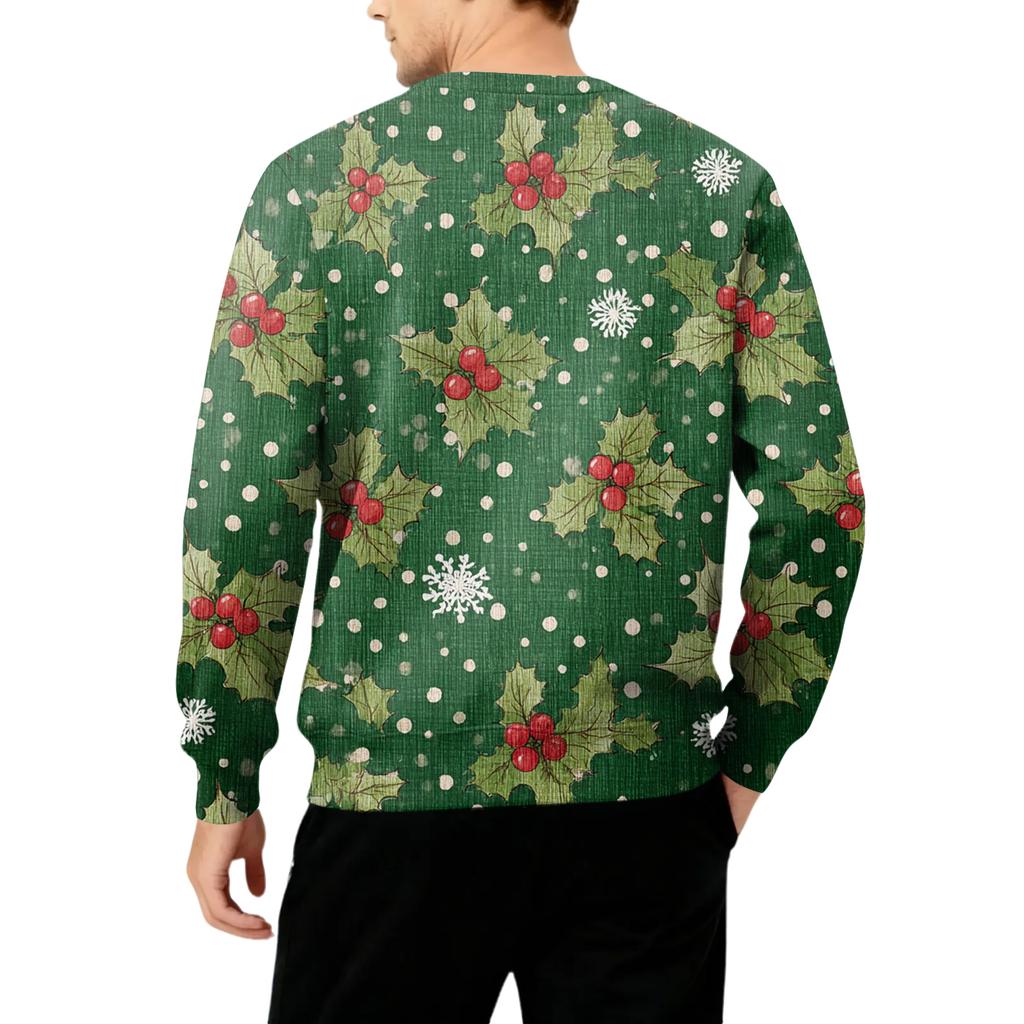 Men's Round Neck Fleece-Lined Thick Warm Sweatshirt