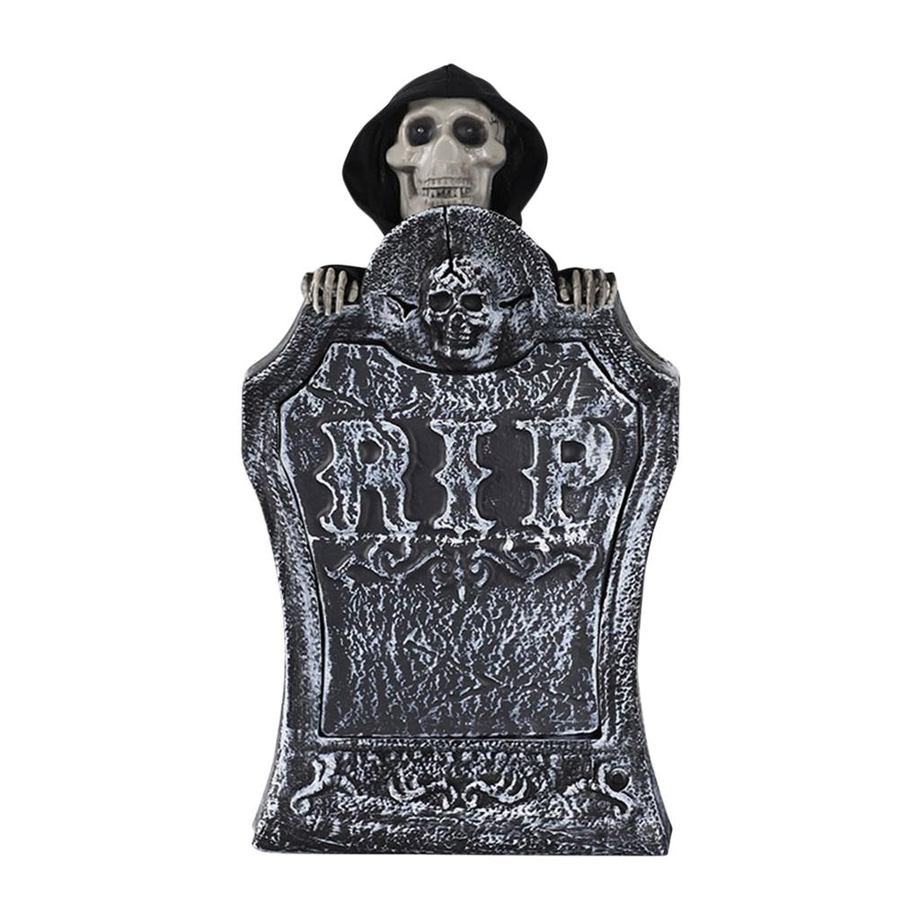 Halloween Tombstone Decoration, Lighted Gravestone With Creepy Voice Spooky Head, Light Up Eyes, Spooky Sound Effects For Party Halloween Yards Decor