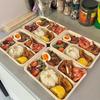 Disposable Four-Compartment Food Container with Clear Lid