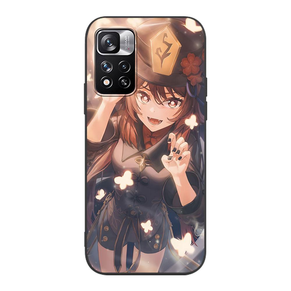 Genshin Impact Hu Tao Case for Xiaomi Redmi 10 10C 12C 9 Prime 9C 9A 12 10A 9T K40 Pro Black Soft TPU Mobile Phone Bag Cover
