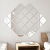 16 pièces Miroir Mural Auto-adhésif Argenté Feuille Miroir Flexible PVC Rénovation de Maison