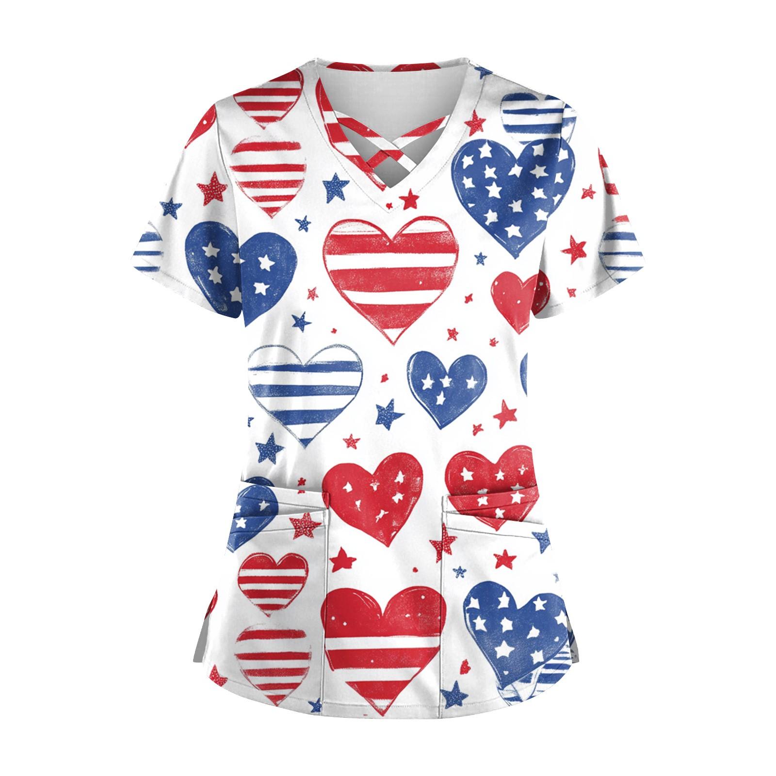 

Женский топ с коротким рукавом и V-образным вырезом, принтом и карманом Dry-nurse XXXXL белый