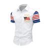 Men Short Sleeve Button Down Shirt 250 Years Print Flag Inspired Pattern Casual Fit Collared Top