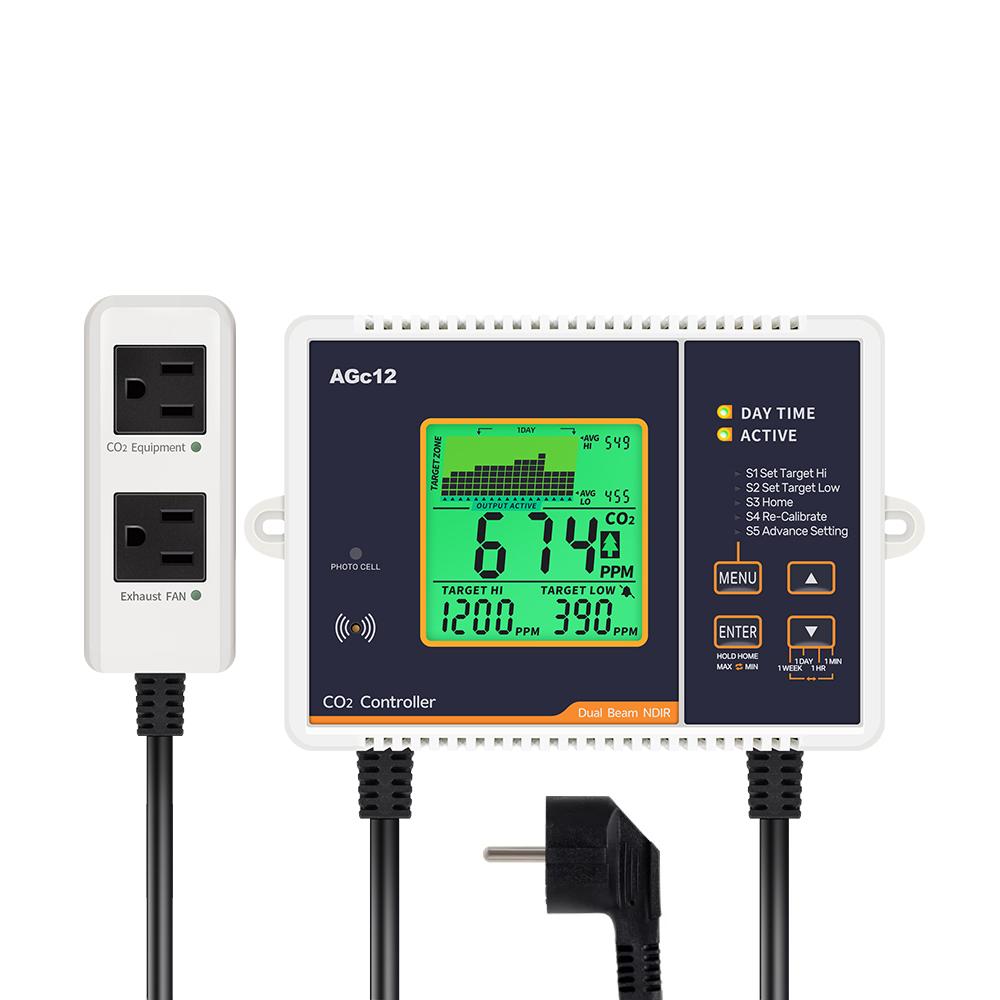 Carbon Dioxide Controller CO2 Controller Dual Channel NDIR CO2 Meter Day Night Carbon Dioxide Pressure Reducer For Greenhouse