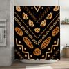 Modern Bathroom Shower Curtain with Black Background and Rustic Bread PatternsWaterproof Fabric for Wet Areas Decorative Home Te
