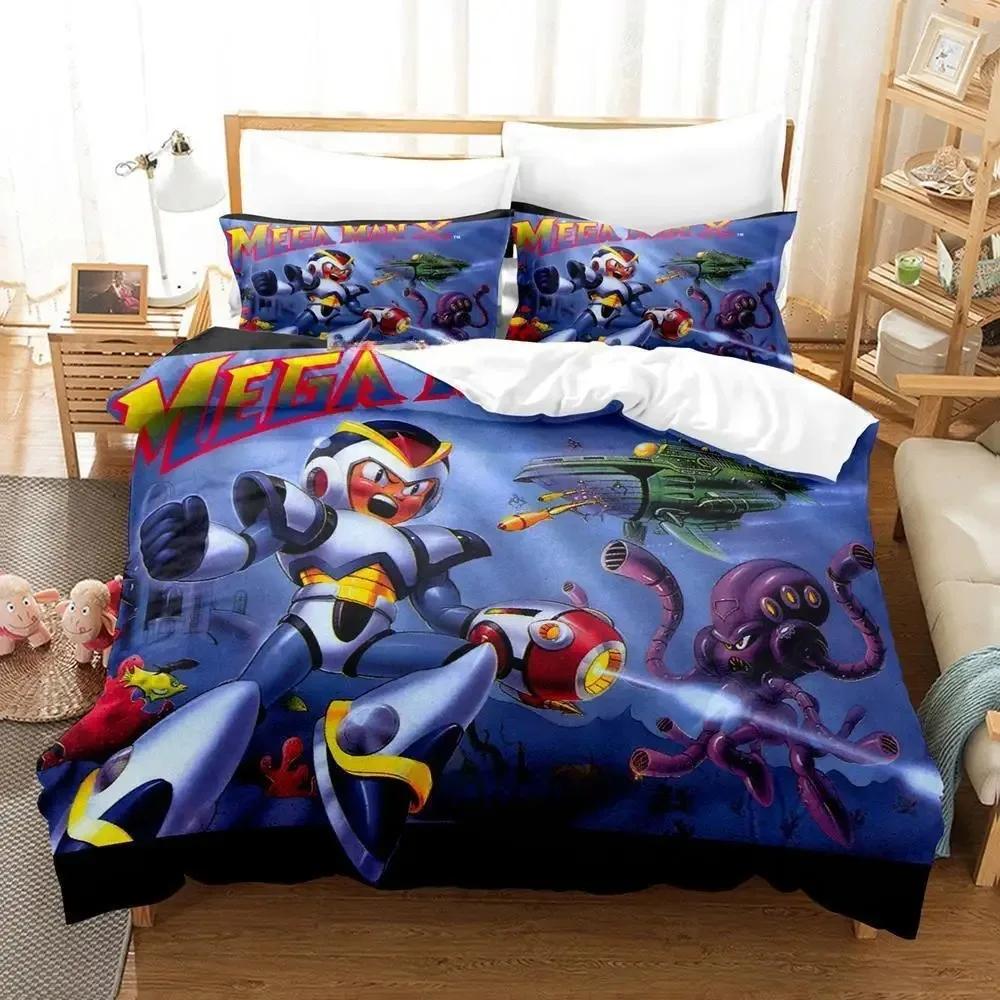 Mega Man X DiVE Beding Set Single Twin Ful Quen King-Sized Dimensionsd Dimensions Bed Linen Set Adult People Kid Bedrom Duvet cover Sets 3D Anime Bed